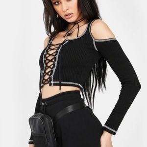 Lace up Cold Shoulder Top
